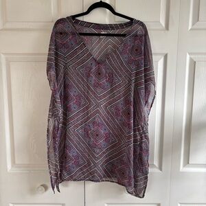 O'Neill Bali Printed Purple Swim‎ Cover Up M Coastal Cruise Resort Tunic Floral